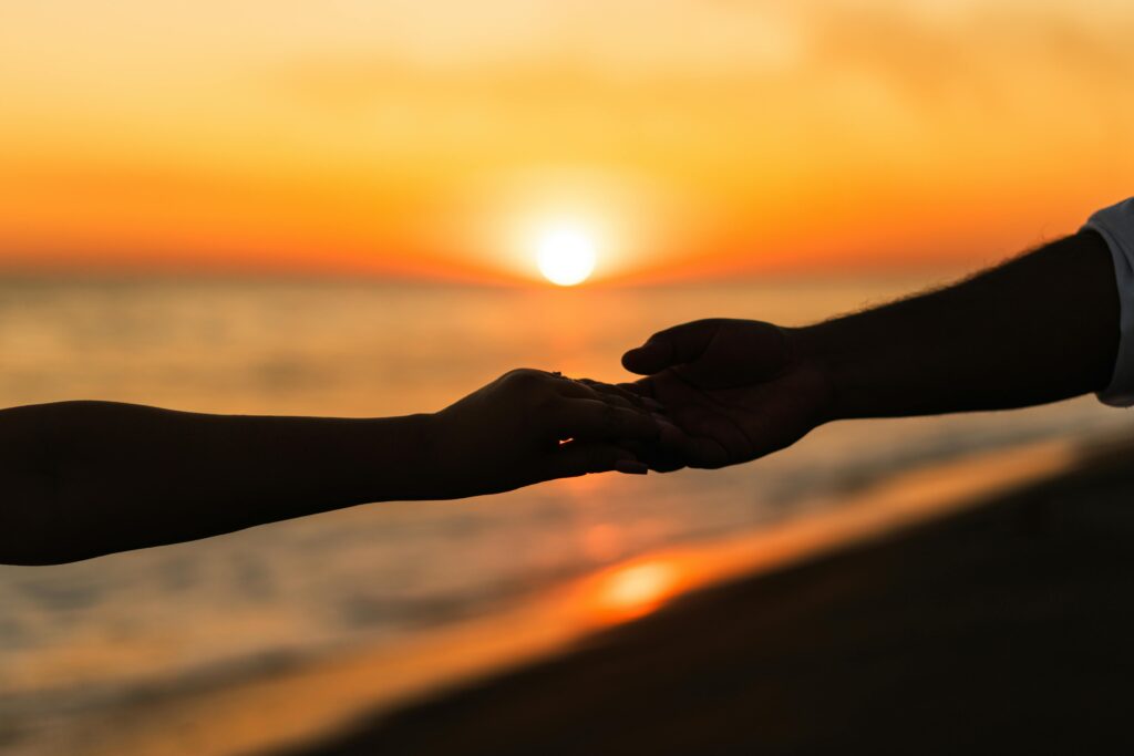 Husband and wife holding hands