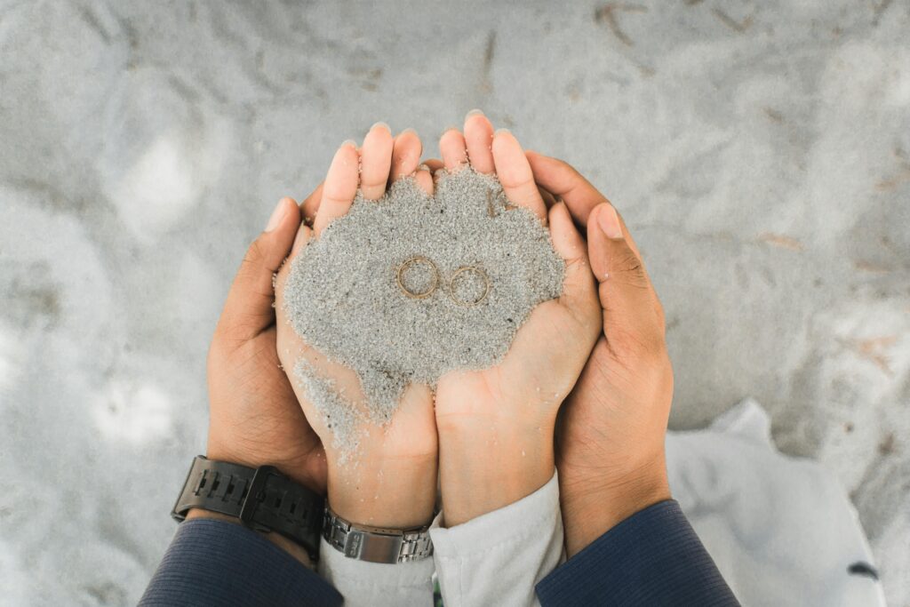 Hands holding rings